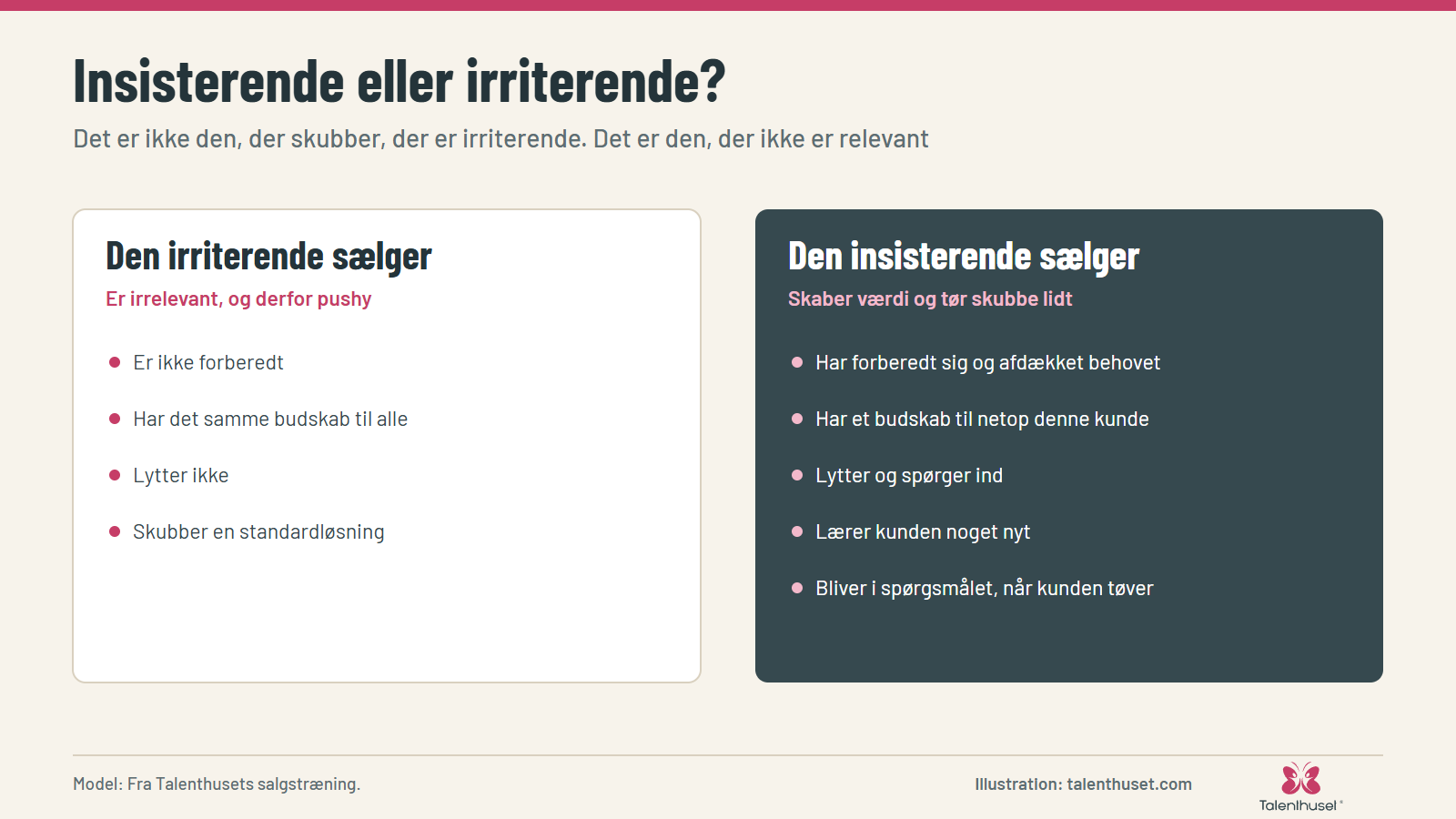 Insisterende eller irriterende?: Det er ikke den, der skubber, der er irriterende. Det er den, der ikke er relevant